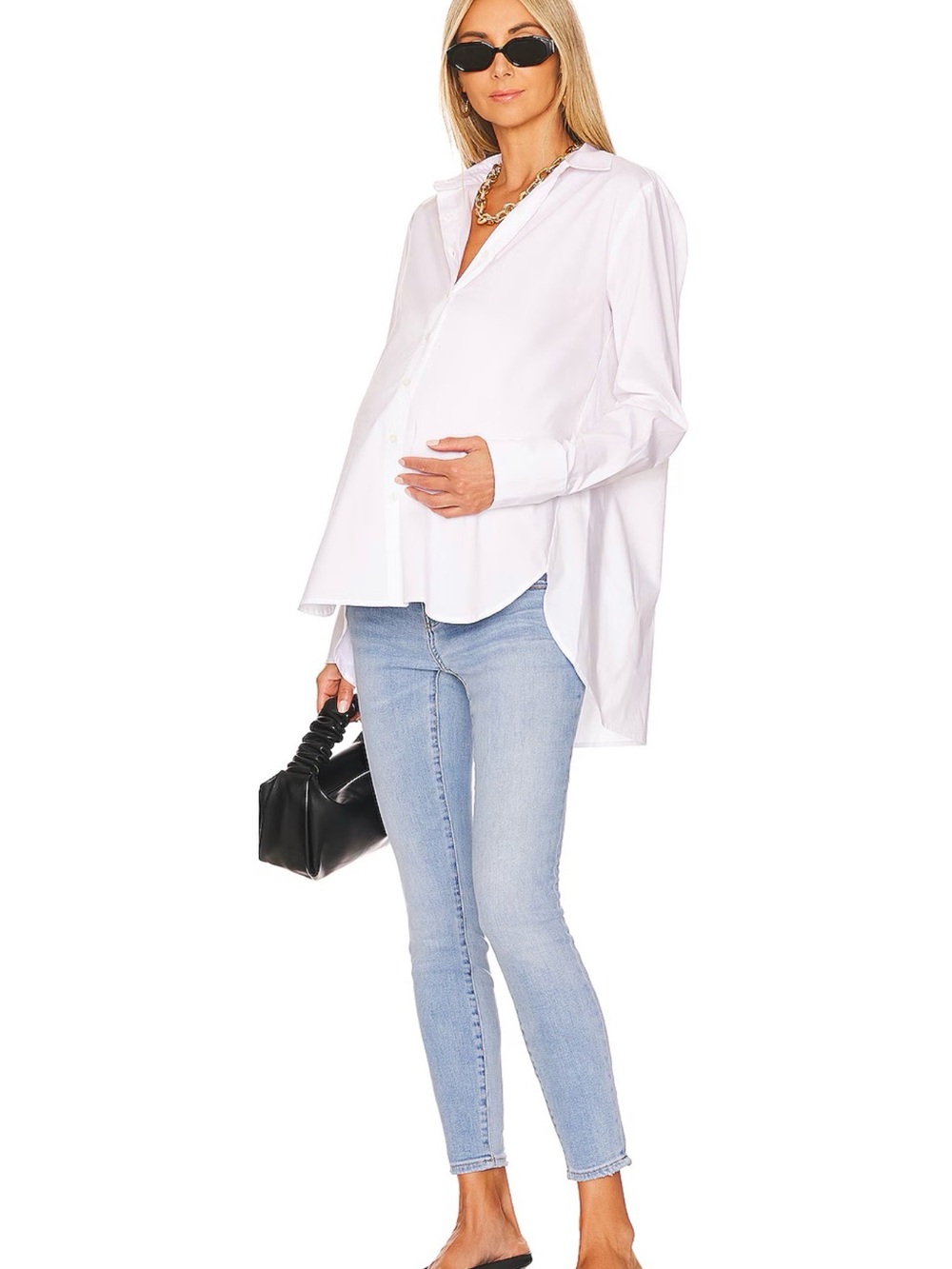 HATCH • The Classic Button Down Maternity Shirt in White - 0 XS - Picture 4 of 8